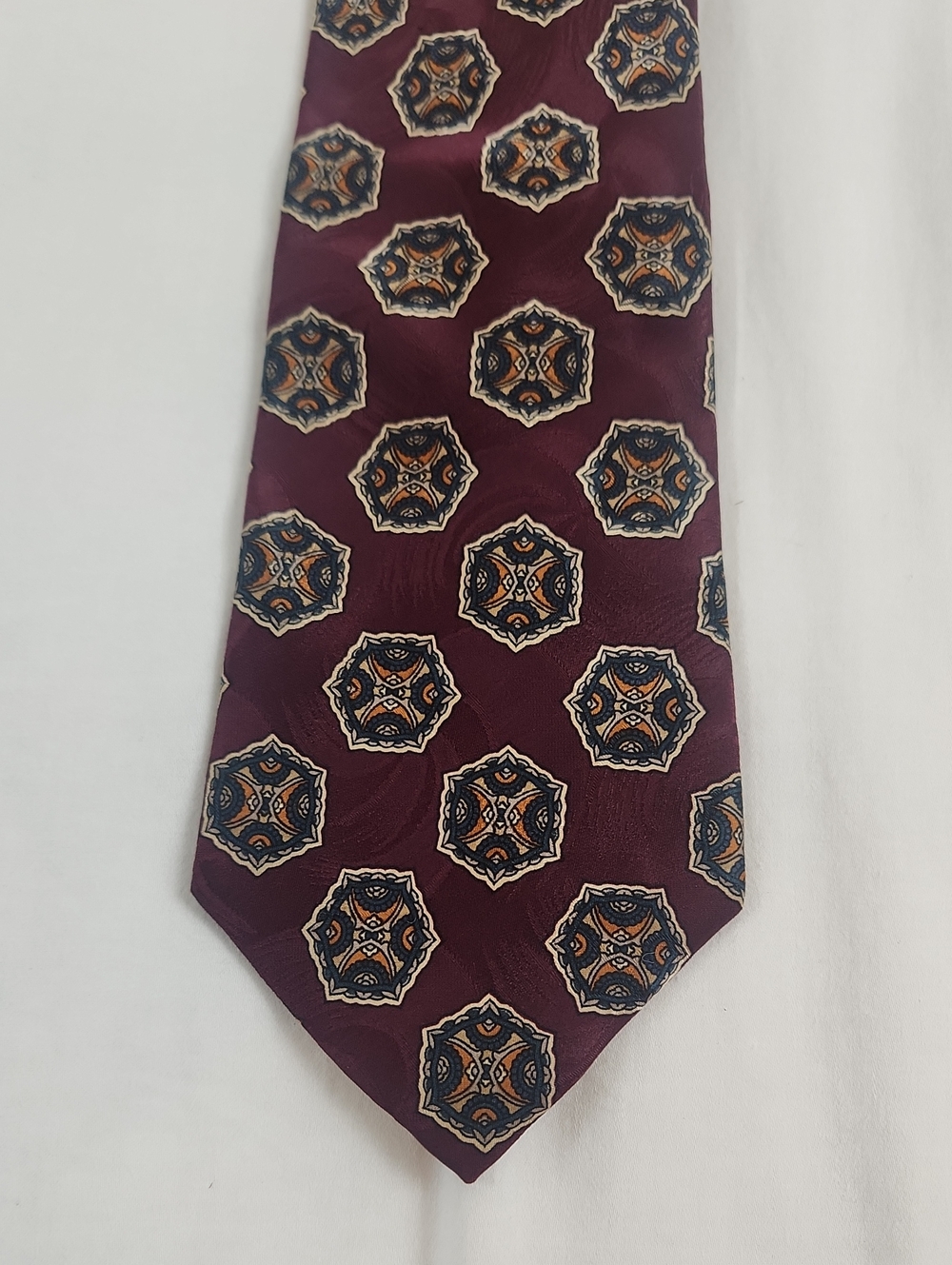 Men's Burgundy Patterned Silk Tie Stonehenge